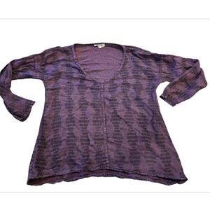 FLAX Linen Purple Top Blouse in size small (Flaw Shoulder)
